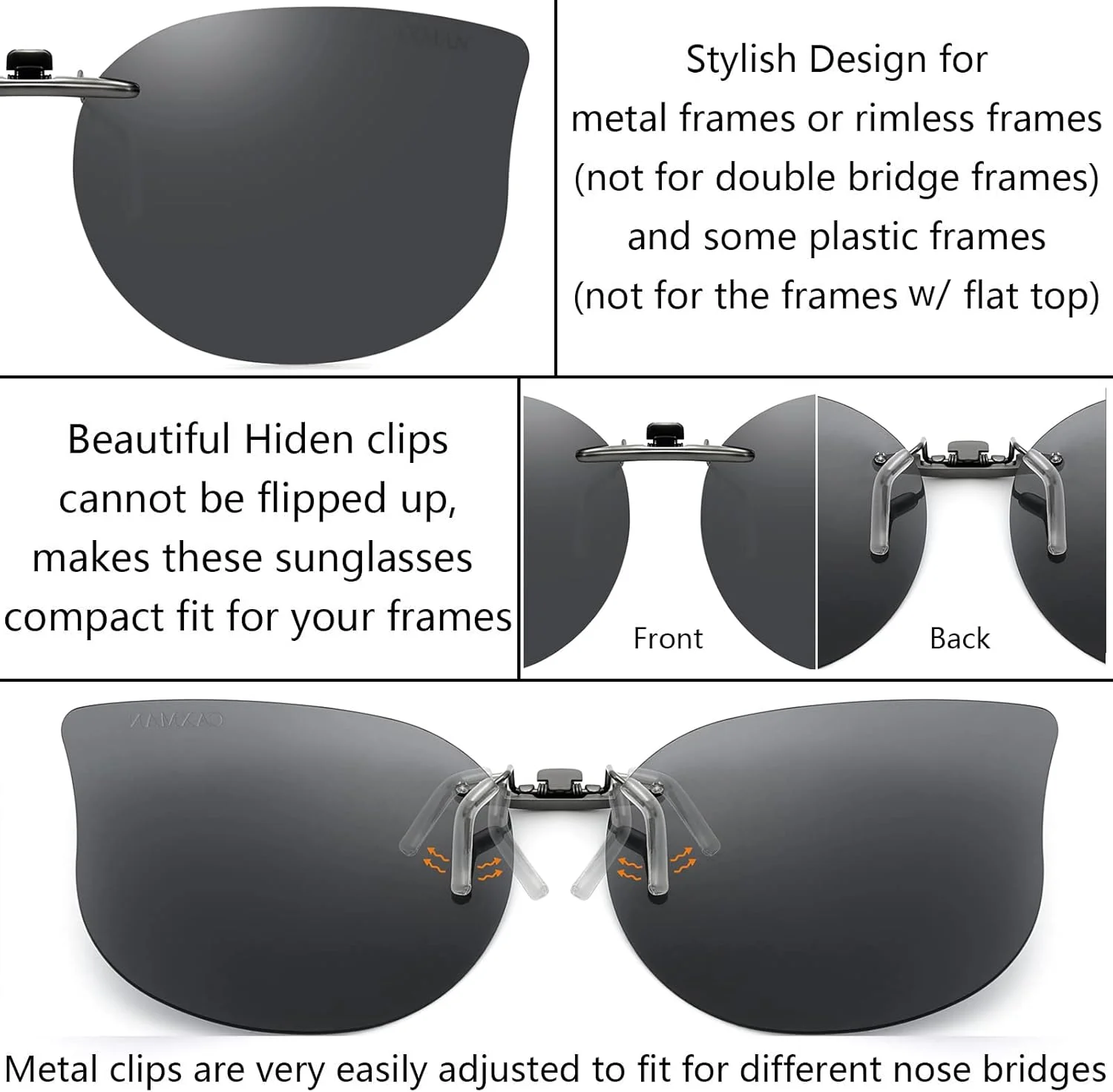 عینک آفتابی کلیپسی چشم گربه ای CAXMAN زنانه، لنز پلاریزه، فیت جمع و جور، بدون قابلیت بالا رفتن