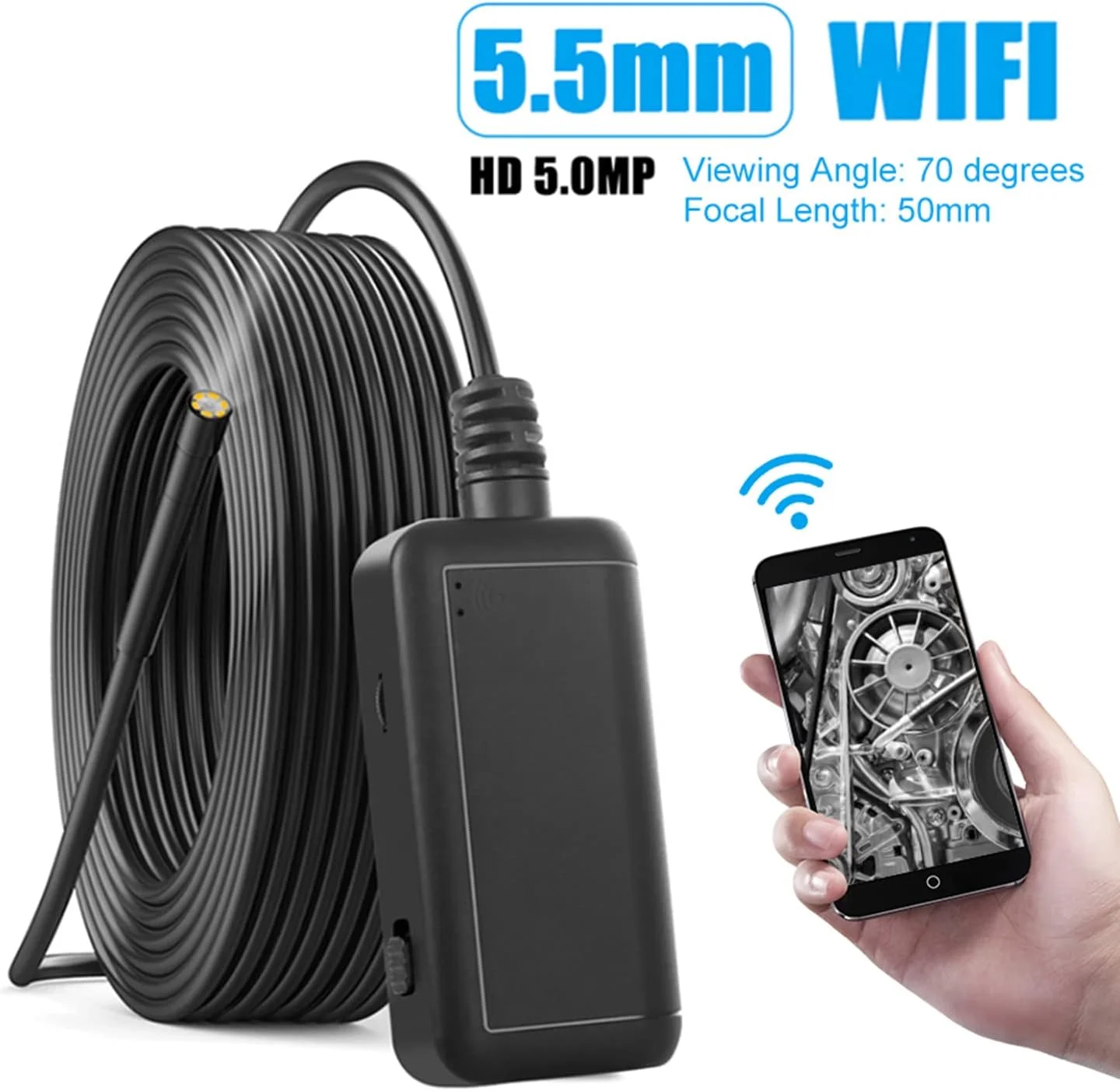 اندوسکوپ وای فای با 6 چراغ LED، دوربین بازرسی بوراسکوپ USB برای گوشی های هوشمند IOS/Android - لنزهای ضد آب IP67، قطر لنز مینی 0.2 اینچ، دوربین با وضوح بالا 5 مگاپیکسلی (کابل 10 متری) اندوسکوپ وای فای با 6 چراغ LED، دوربین بازرسی بوراسکوپ USB برای گوشی های هوشمند IOS/Android - لنزهای ضد آب IP67، قطر لنز مینی 0.2 اینچ، دوربین با وضوح بالا 5 مگاپیکسلی (کابل 10 متری)