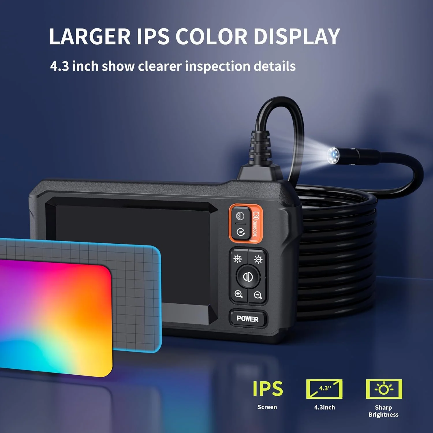 دوربین آندوسکوپی با نور، دوربین بازرسی با صفحه نمایش 4.3 اینچی IPS، کیفیت 1080P HD با 8 چراغ LED، کابل نیمه سخت 5 متری، ابزار و وسایل مردانه دوربین آندوسکوپی با نور، دوربین بازرسی با صفحه نمایش 4.3 اینچی IPS، کیفیت 1080P HD با 8 چراغ LED، کابل نیمه سخت 5 متری، ابزار و وسایل مردانه