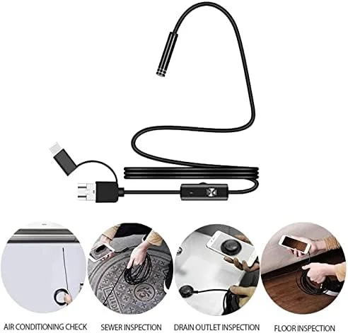 دوربین آندوسکوپی 5.5 میلی متری Smars®، دوربین ضد آب IP67 انعطاف پذیر، 3 در 1، پورت Type c USB و 6 چراغ LED با کابل 2 متری برای کامپیوتر اندروید و نوت بوک دوربین آندوسکوپی 5.5 میلی متری Smars®، دوربین ضد آب IP67 انعطاف پذیر، 3 در 1، پورت Type c USB و 6 چراغ LED با کابل 2 متری برای کامپیوتر اندروید و نوت بوک