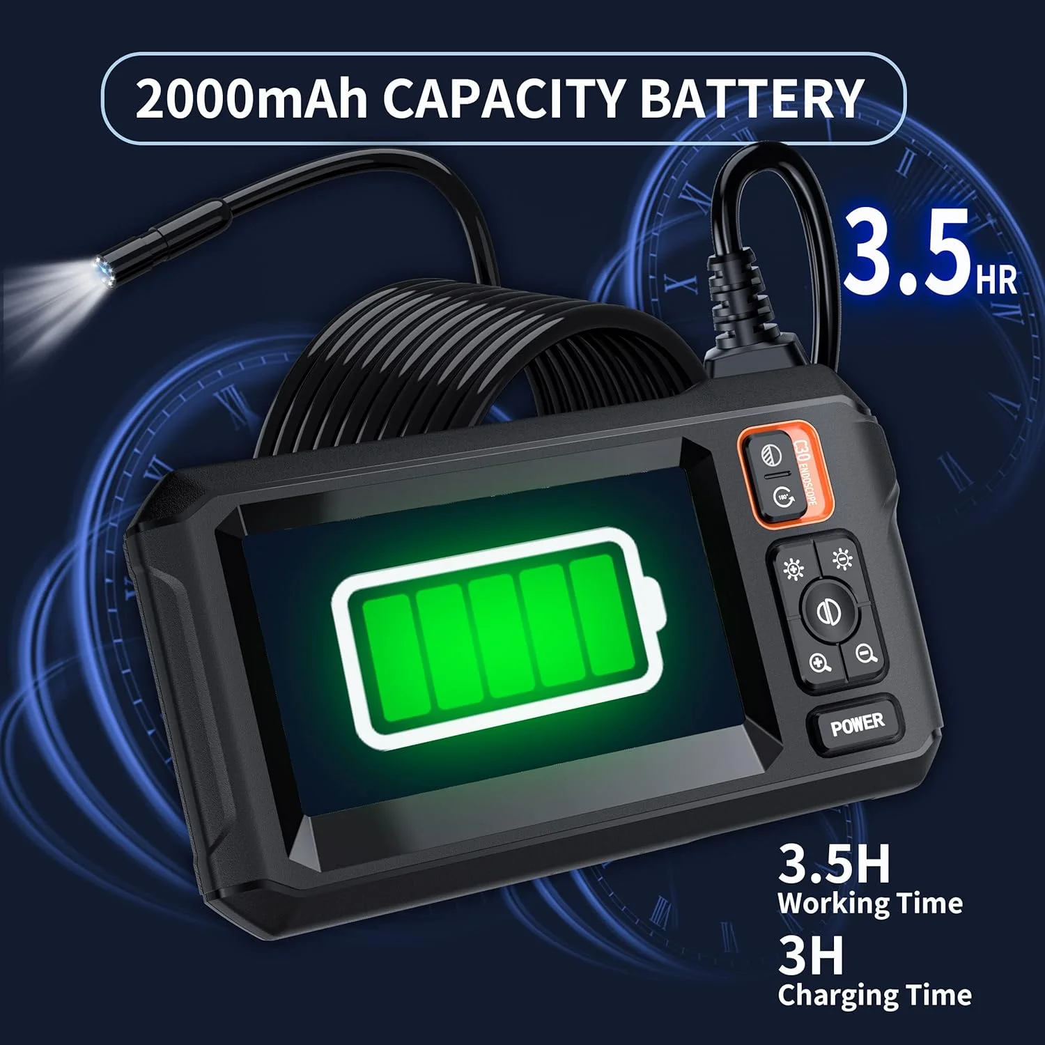 دوربین آندوسکوپی با نور، دوربین بازرسی با صفحه نمایش 4.3 اینچی IPS، کیفیت 1080P HD با 8 چراغ LED، کابل نیمه سخت 5 متری، ابزار و وسایل مردانه دوربین آندوسکوپی با نور، دوربین بازرسی با صفحه نمایش 4.3 اینچی IPS، کیفیت 1080P HD با 8 چراغ LED، کابل نیمه سخت 5 متری، ابزار و وسایل مردانه