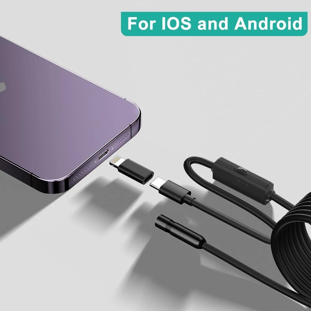 اندوسکوپ با نور، دوربین بوراسکوپ 1080P HD با 8 چراغ LED قابل تنظیم و لنز 8 میلیمتری، دوربین بازرسی با کابل نیمه سخت 16.5 فوتی، سازگار با iOS و Android اندوسکوپ با نور، دوربین بوراسکوپ 1080P HD با 8 چراغ LED قابل تنظیم و لنز 8 میلیمتری، دوربین بازرسی با کابل نیمه سخت 16.5 فوتی، سازگار با iOS و Android