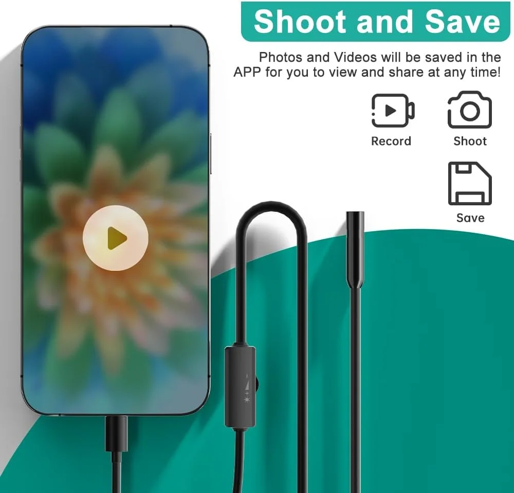 اندوسکوپ با نور، دوربین بوراسکوپ 1080P HD با 8 چراغ LED قابل تنظیم و لنز 8 میلیمتری، دوربین بازرسی با کابل نیمه سخت 16.5 فوتی، سازگار با iOS و Android اندوسکوپ با نور، دوربین بوراسکوپ 1080P HD با 8 چراغ LED قابل تنظیم و لنز 8 میلیمتری، دوربین بازرسی با کابل نیمه سخت 16.5 فوتی، سازگار با iOS و Android