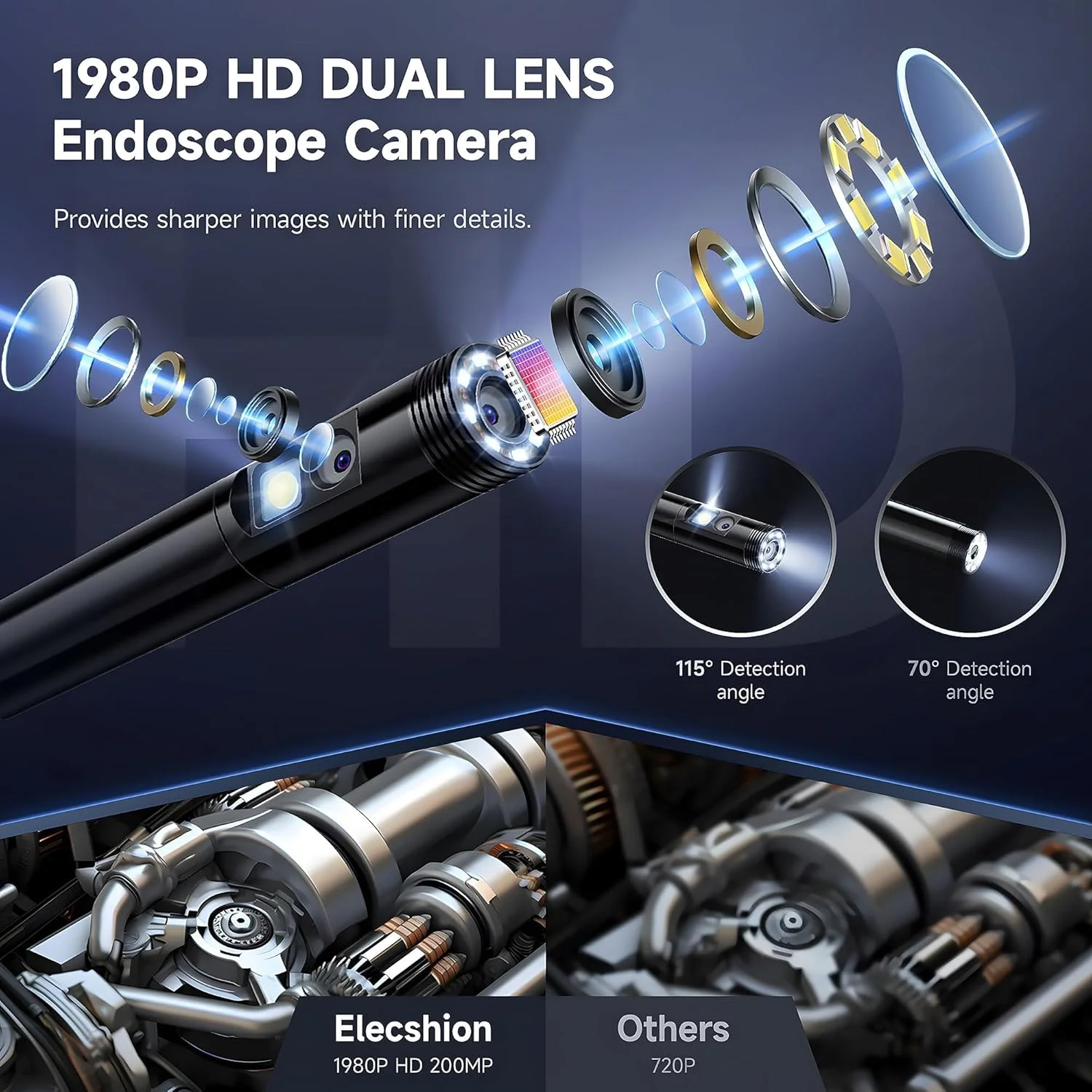 دوربین آندوسکوپی با نور، بورسکوپ HD 1920P با 8+1 چراغ LED قابل تنظیم، دوربین بازرسی ضد آب IP67 با کابل ماری نیمه سخت 16.5 فوت برای آیفون، آیپد و تلفن اندروید (لنز دوگانه، مشکی) دوربین آندوسکوپی با نور، بورسکوپ HD 1920P با 8+1 چراغ LED قابل تنظیم، دوربین بازرسی ضد آب IP67 با کابل ماری نیمه سخت 16.5 فوت برای آیفون، آیپد و تلفن اندروید (لنز دوگانه، مشکی)