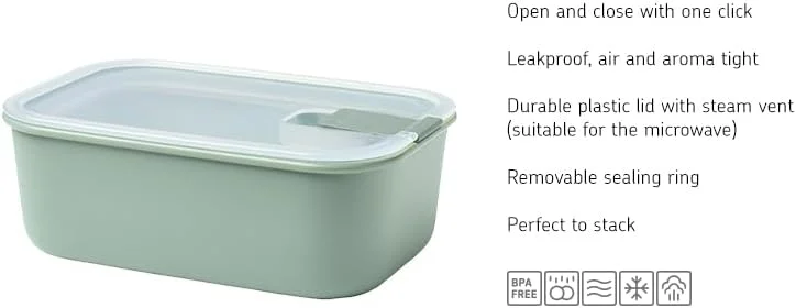 ست ظروف نگهدارنده غذا 3 تکه Mepal EasyClip، کاسه درب دار با بست قفلی، مناسب برای مایکروویو، بخارپز، یخچال و فریزر، 2 عدد 450 میلی لیتر + 1000 میلی لیتر، سفید نوردیک