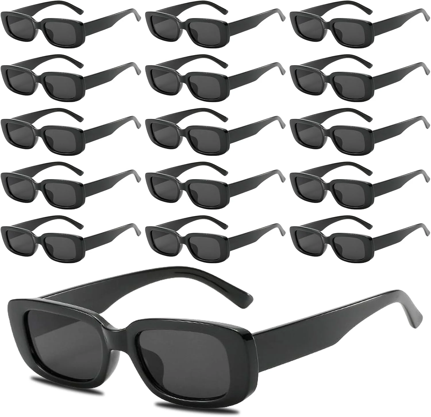 بسته 16 عددی عینک آفتابی مستطیلی وینتیج BYZESTY برای مردان و زنان، عینک آفتابی فشن، عینک آفتابی مهمانی، عینک رترو با محافظت UV، عینک آفتابی مشکی برای رانندگی و مسافرت در فضای باز