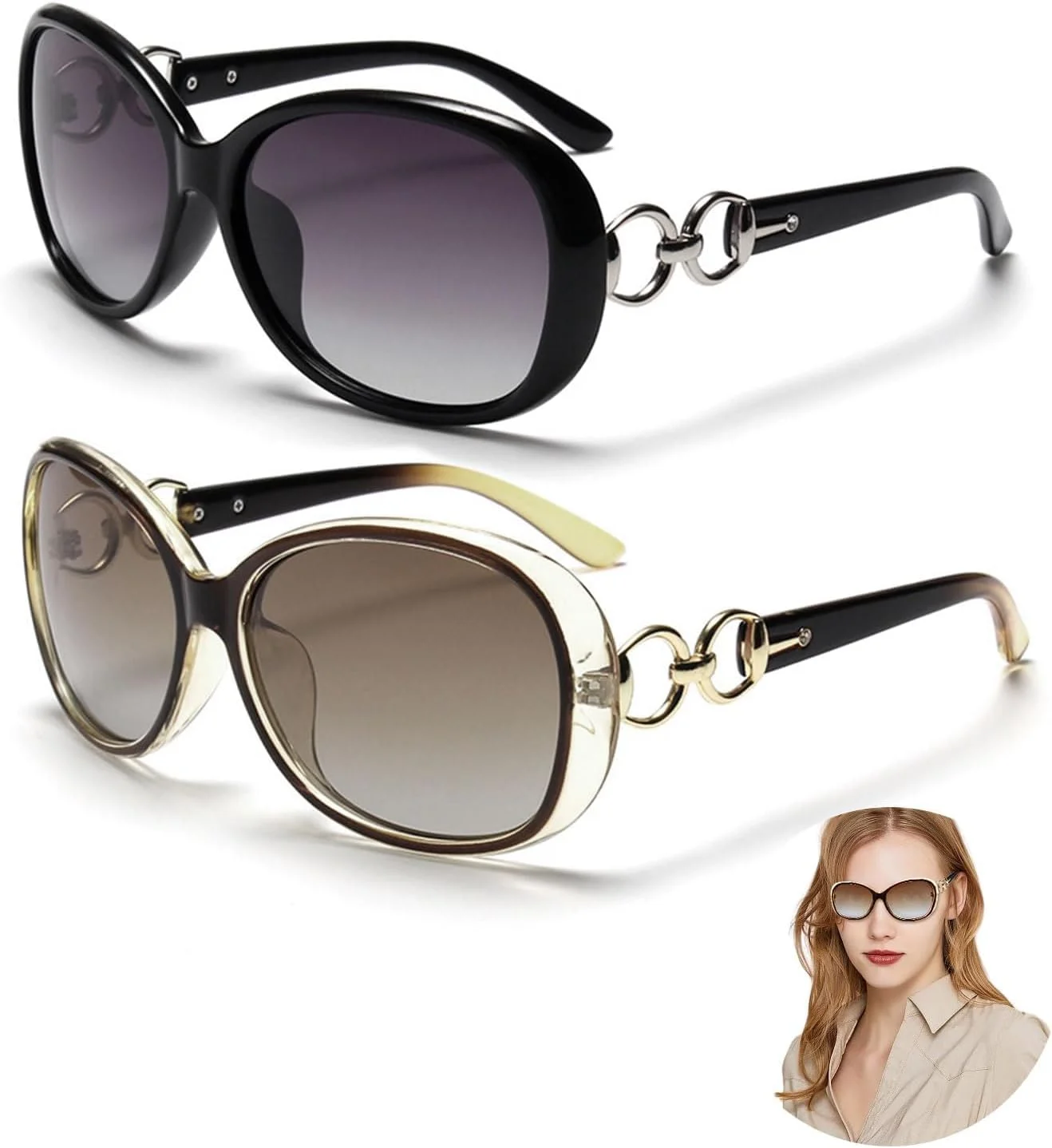 عینک آفتابی بزرگ BIGTHREE®، 2 عدد، عینک آفتابی رترو زنانه، عینک آفتابی محافظت در برابر اشعه ماوراء بنفش با فریم بزرگ، عینک آفتابی زنانه شیک با فریم بزرگ، مناسب برای رانندگی، ماهیگیری، شنا، ساحل عینک آفتابی بزرگ BIGTHREE®، 2 عدد، عینک آفتابی رترو زنانه، عینک آفتابی محافظت در برابر اشعه ماوراء بنفش با فریم بزرگ، عینک آفتابی زنانه شیک با فریم بزرگ، مناسب برای رانندگی، ماهیگیری، شنا، ساحل