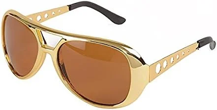 عینک آفتابی خلبانی طلایی به سبک الویس راک استار دهه 50 و 60، 1 عدد