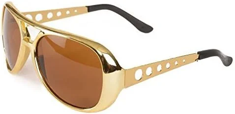 عینک آفتابی خلبانی طلایی به سبک الویس راک استار دهه 50 و 60، 1 عدد