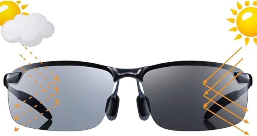 عینک رانندگی فتوکرومیک Bloomoak - فتوکرومیسم و پلاریزاسیون | پد بینی قابل تنظیم | دسته ضد لغزش - برای رانندگی در روزهای آفتابی و ابری | ماهیگیری | گلف | کاهش تابش خیره کننده | محافظت از چشم UV400…