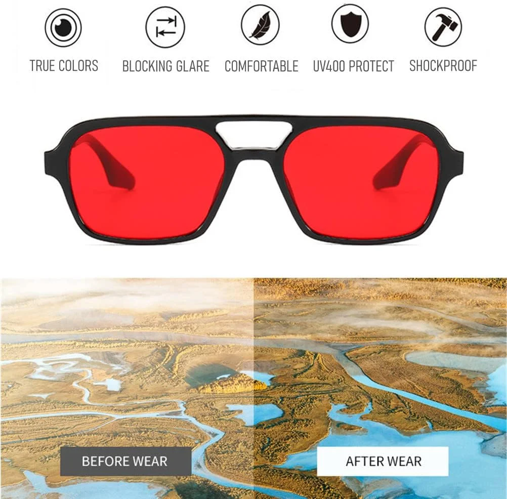 عینک آفتابی خلبانی مربعی رترو دهه 70 BAWUYI زنانه مردانه، عینک های رنگی باریک تخت و مد روز قدیمی UV400