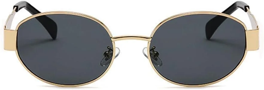 عینک آفتابی بیضی رترو ترندی BAODAREN برای زنان و مردان، عینک آفتابی با فریم فلزی کوچک، سایه بان زنانه مدل BS1200
