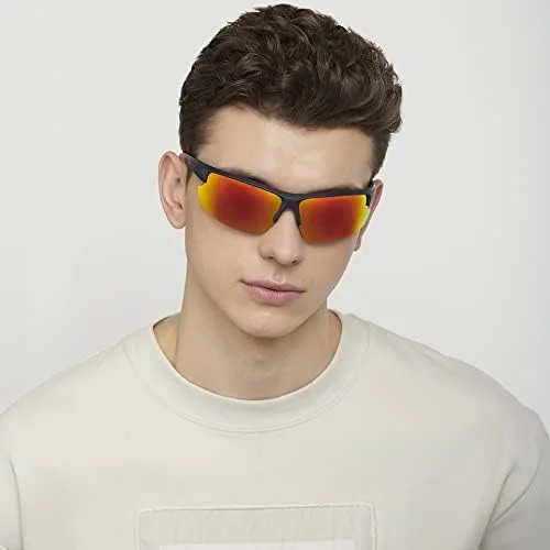 عینک آفتابی وینسنت چیس بای لنزکارت | نیم فریم مربعی آبی صورتی | ATHLEISURE | جدیدترین و شیک ترین عینک آفتابی برند | پلاریزه و 100% محافظت در برابر اشعه ماوراء بنفش (UV 400) | مردانه و زنانه | بزرگ | VC S14117