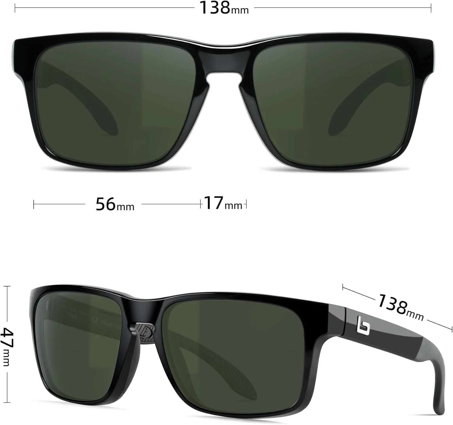 عینک آفتابی کلاسیک ساخت ایتالیا Bnus با لنز شیشه ای واقعی Corning و گزینه پلاریزه