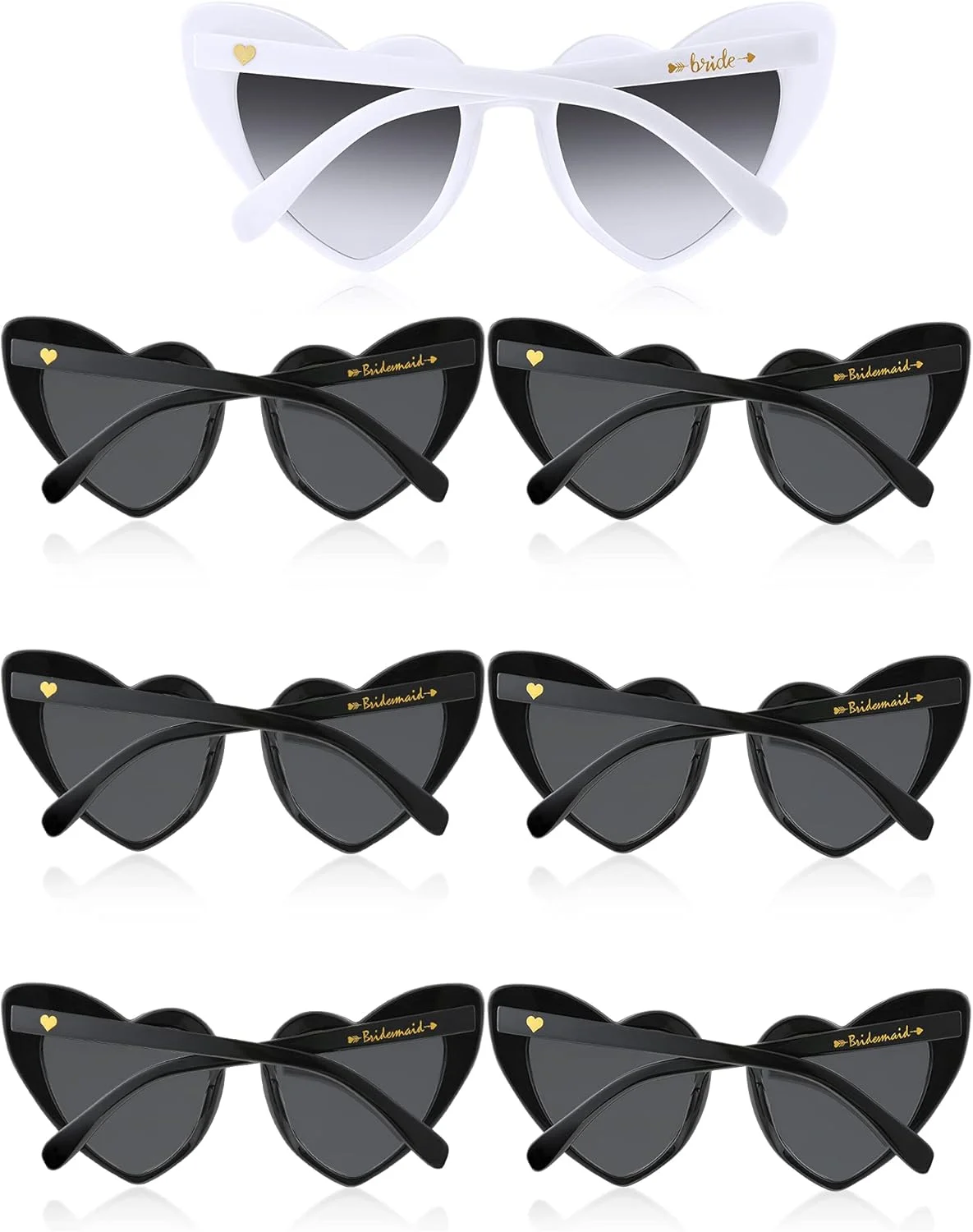 تودو 7 جفت عینک آفتابی قلبی شکل وینتیج برای زنان، عینک های قلبی بدون قاب مناسب مهمانی مجردی عروس و عروسی