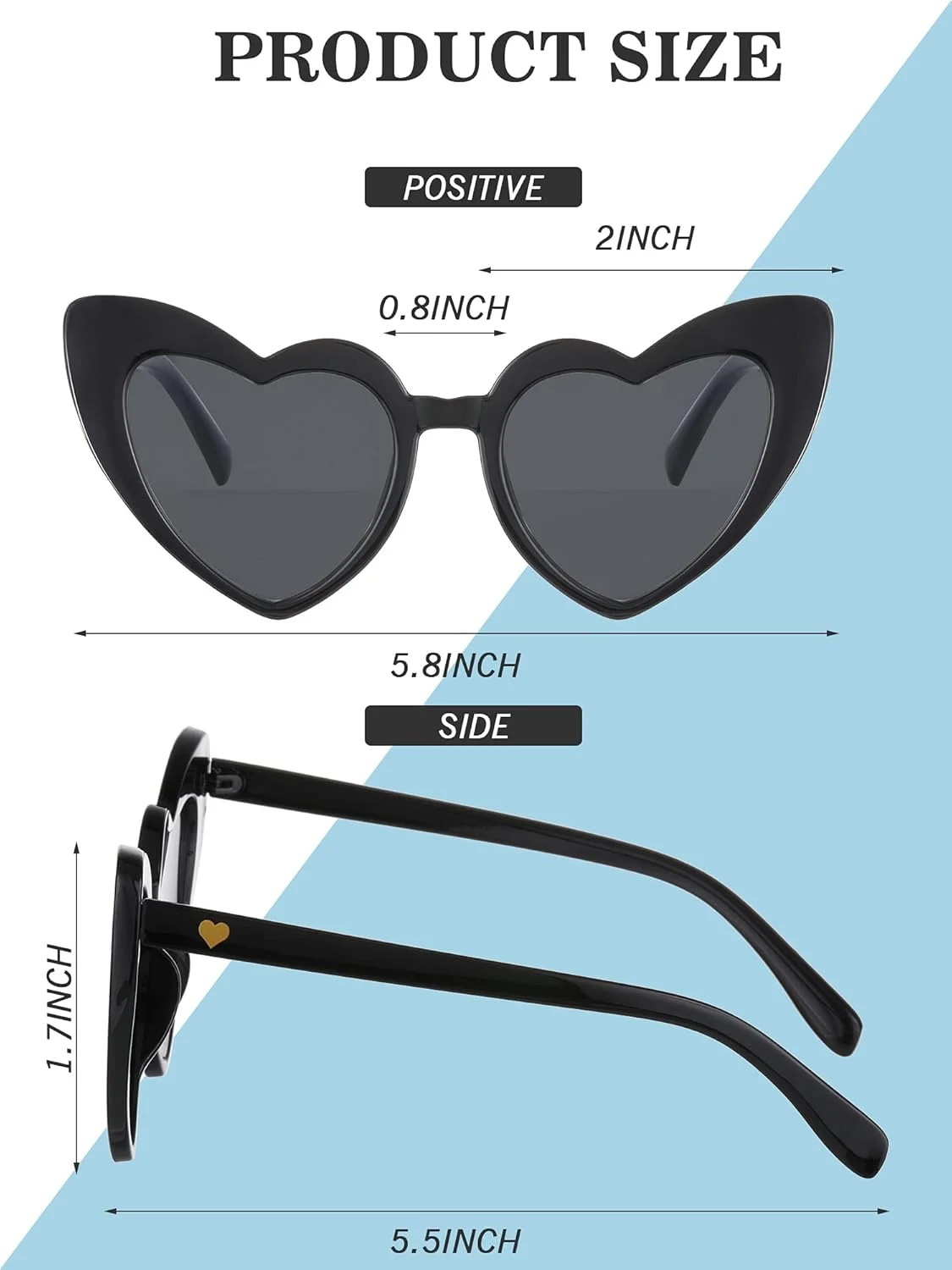 تودو 7 جفت عینک آفتابی قلبی شکل وینتیج برای زنان، عینک های قلبی بدون قاب مناسب مهمانی مجردی عروس و عروسی