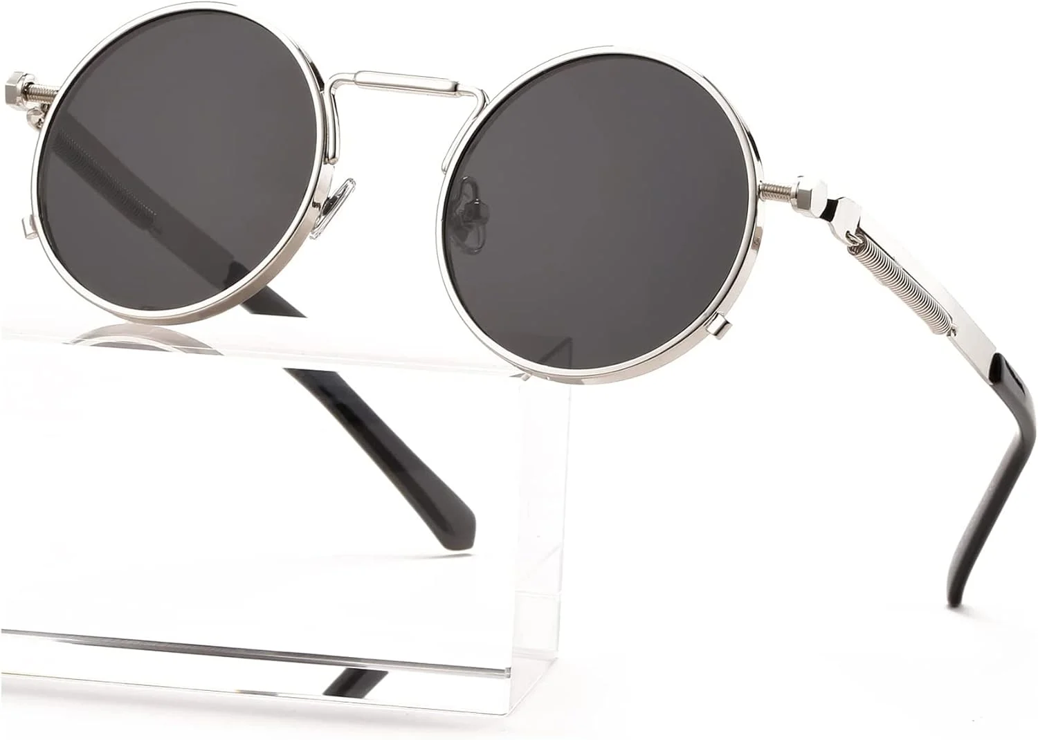 عینک آفتابی گرد استیم پانک AIEYEZO، عینک های دایره ای لنون هیپی، فریم فلزی، لنز با مسدود کننده 100% اشعه ماوراء بنفش عینک آفتابی گرد استیم پانک AIEYEZO، عینک های دایره ای لنون هیپی، فریم فلزی، لنز با مسدود کننده 100% اشعه ماوراء بنفش