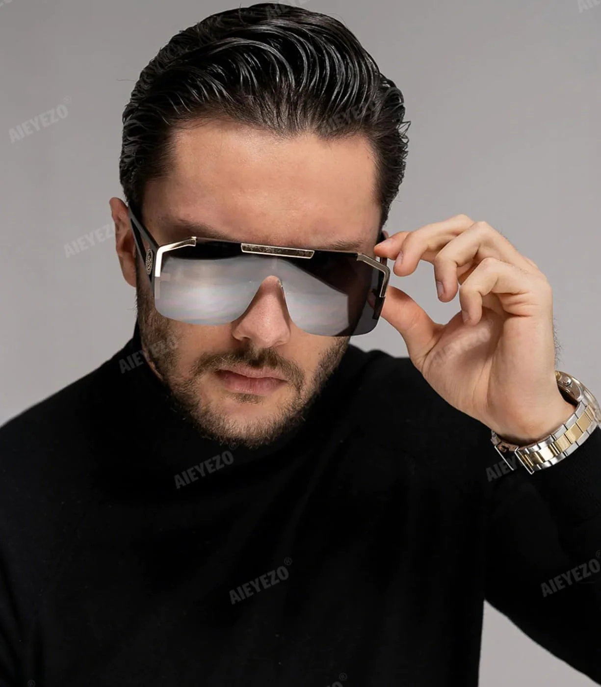 عینک آفتابی مربعی بزرگ AIEYEZO، عینک آفتابی سپر تخت برای مردان و زنان، سایه های مربعی تک لنز
