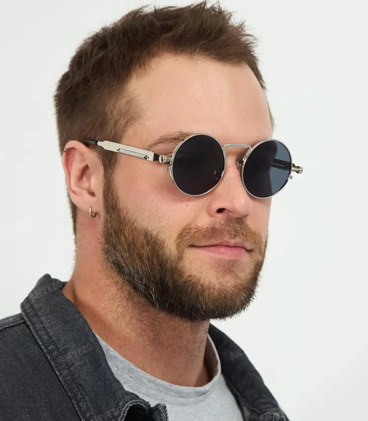 عینک آفتابی گرد استیم پانک AIEYEZO، عینک های دایره ای لنون هیپی، فریم فلزی، لنز با مسدود کننده 100% اشعه ماوراء بنفش