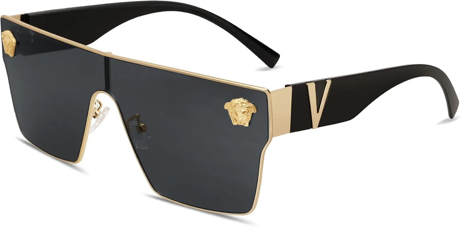 عینک آفتابی مربعی بزرگ Allarallvr برای زنان و مردان، فریم بزرگ تخت، عینک آفتابی مد روز AR82027 عینک آفتابی مربعی بزرگ Allarallvr برای زنان و مردان، فریم بزرگ تخت، عینک آفتابی مد روز AR82027