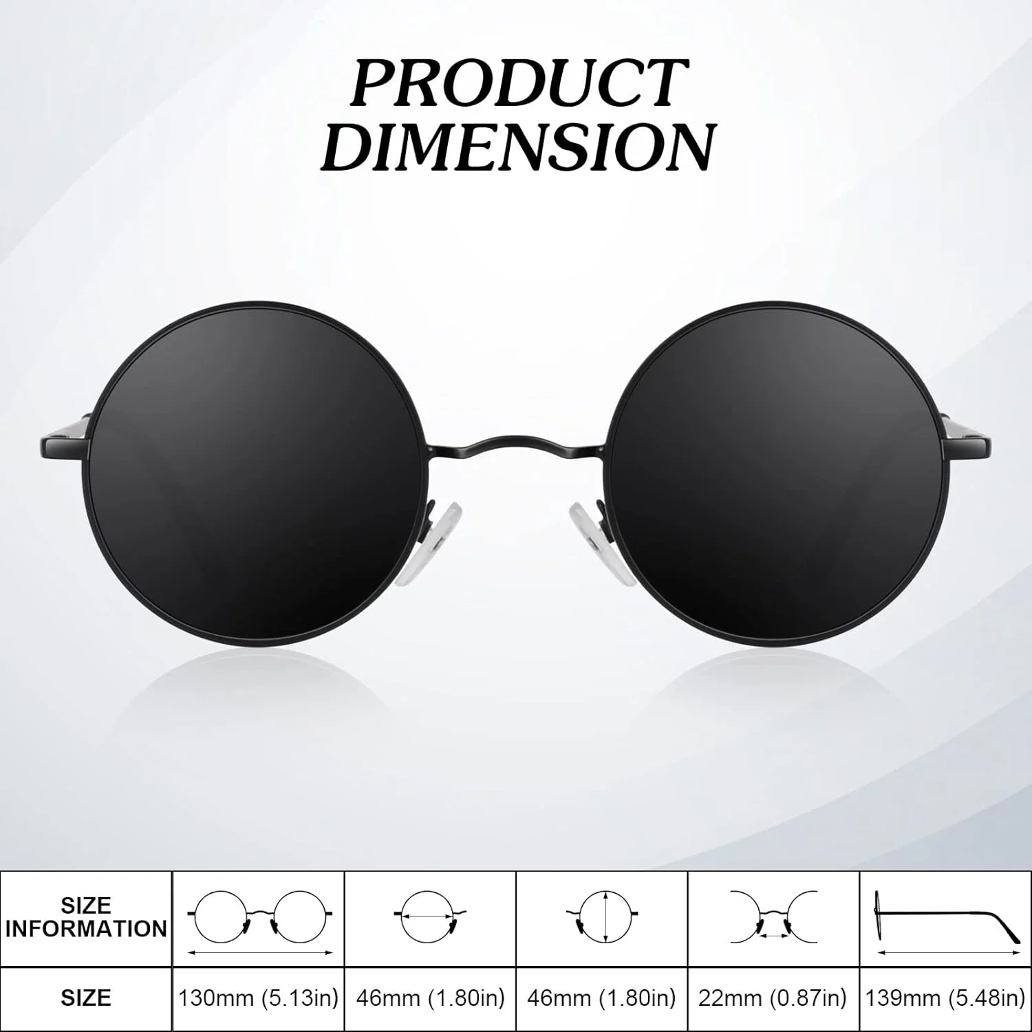 عینک آفتابی گرد پلاریزه ANZIW مردانه زنانه، سایه های هیپی فلزی یکپارچهسازی با 100% محافظت در برابر اشعه ماوراء بنفش