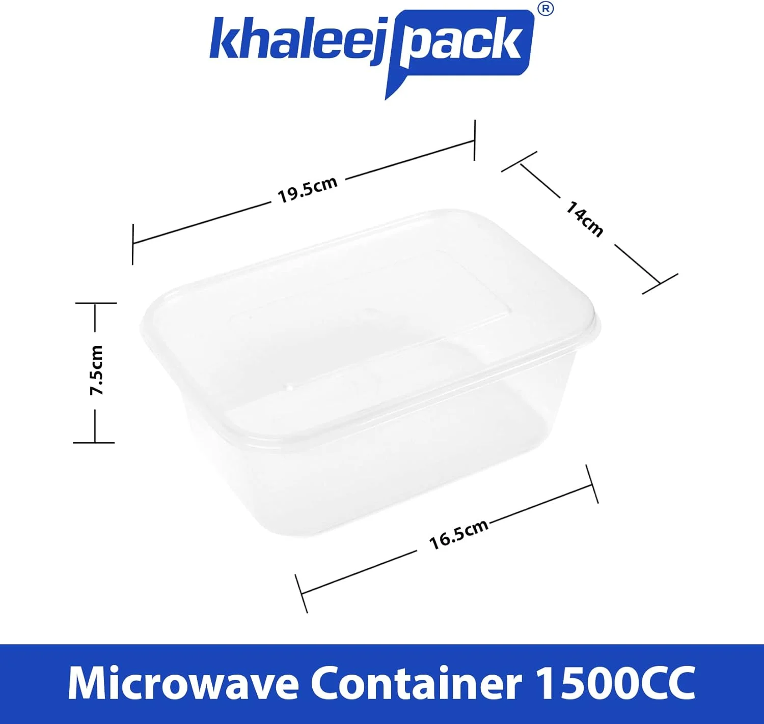 ظرف یکبار مصرف خلیج پک با درب کاسه ای برای غذا - 1500 میلی لیتر بسته 10 عددی مستطیلی پلاستیکی قابل استفاده در مایکروویو فریزر سوپ آشپزخانه