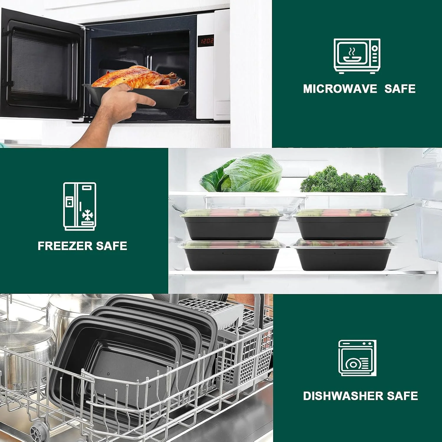 ظروف آماده سازی غذا KEEP COLDER، بسته 100 عددی [200 تکه]، قابل استفاده مجدد، 38 اونس - ظروف نگهداری مواد غذایی ایمن در مایکروویو با درب - ظروف غذای بیرون بر، یکبار مصرف، بدون BPA، ضد نشت، ایمن در فریزر