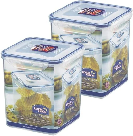 ظرف نگهداری مواد غذایی مربع بلند پلاستیکی Lock & Lock Classic با درب ضد نشت، 2.6 لیتر، شفاف، ست 2 عددی (HPL822B x 2) ظرف نگهداری مواد غذایی مربع بلند پلاستیکی Lock & Lock Classic با درب ضد نشت، 2.6 لیتر، شفاف، ست 2 عددی (HPL822B x 2)
