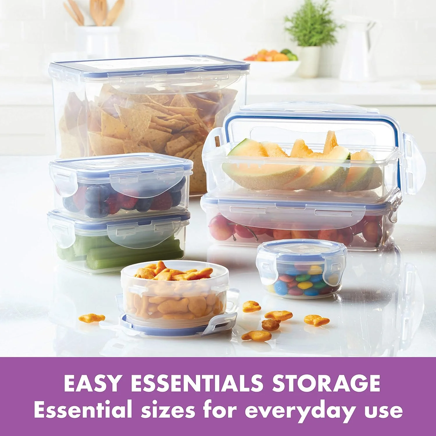 ست ظروف نگهداری مواد غذایی 38 تکه لاک اند لاک مدل Easy Essential، ظروف درب دار ضد هوا، بدون BPA، قابل شستشو در ماشین ظرفشویی، شفاف ست ظروف نگهداری مواد غذایی 38 تکه لاک اند لاک مدل Easy Essential، ظروف درب دار ضد هوا، بدون BPA، قابل شستشو در ماشین ظرفشویی، شفاف