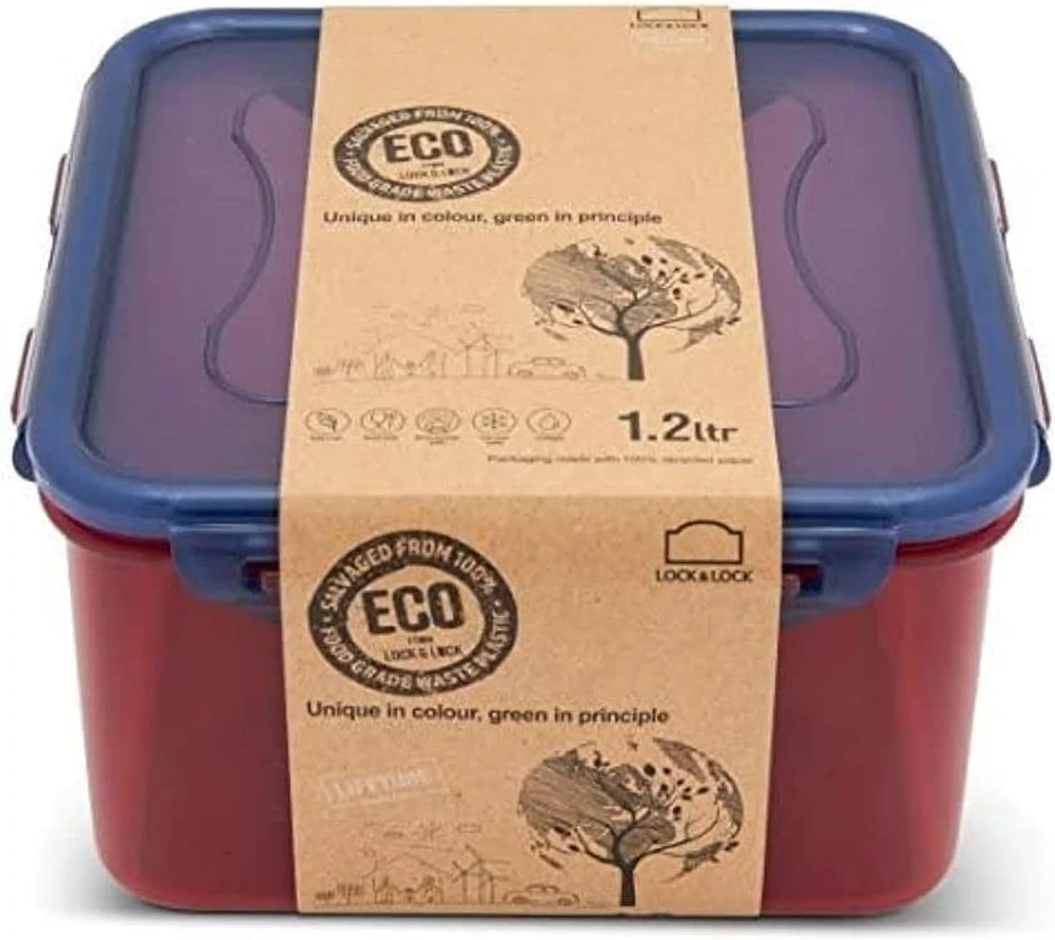 ظرف غذای مربع 1.2 لیتری LocknLock Eco به همراه روکش بیرونی Eco ظرف غذای مربع 1.2 لیتری LocknLock Eco به همراه روکش بیرونی Eco