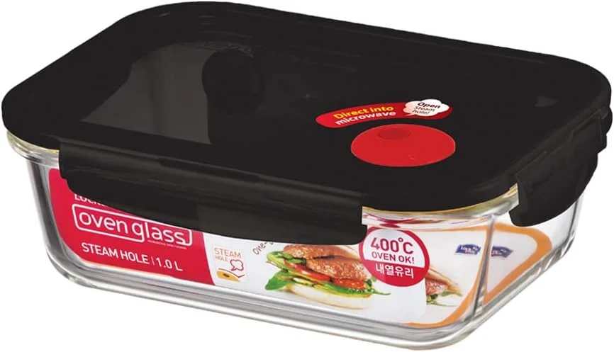 ظرف غذای شیشه ای لاک اند لاک مناسب برای مایکروویو و فر - شیشه بوروسیلیکات فر با درب قفل شونده محکم - آماده سازی غذا، بیرون بر و نگهداری، 1 لیتر ظرف غذای شیشه ای لاک اند لاک مناسب برای مایکروویو و فر - شیشه بوروسیلیکات فر با درب قفل شونده محکم - آماده سازی غذا، بیرون بر و نگهداری، 1 لیتر