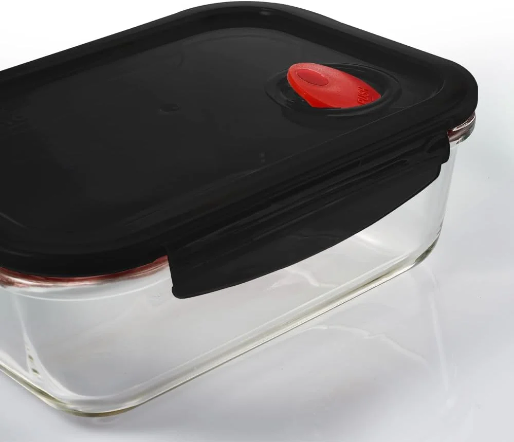 ظرف غذای شیشه ای لاک اند لاک مناسب برای مایکروویو و فر - شیشه بوروسیلیکات فر با درب قفل شونده محکم - آماده سازی غذا، بیرون بر و نگهداری، 1 لیتر