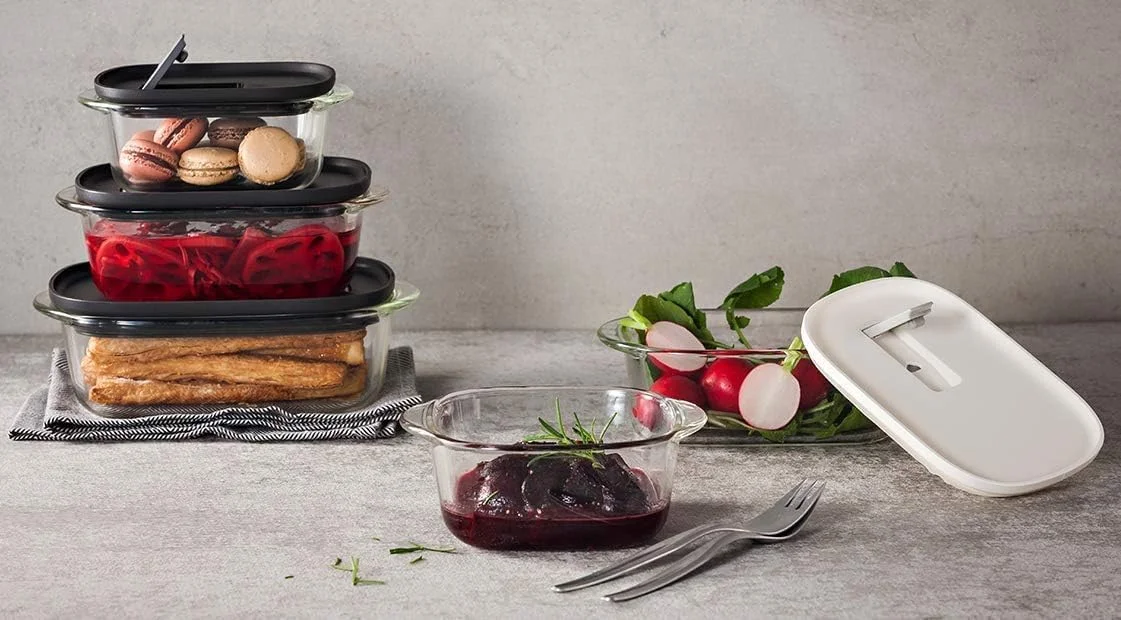 ظروف شیشه ای نگهداری مواد غذایی لاک اند لاک - ست 3 عددی - مربع - با درب مناسب فر، مایکروویو و فریزر - 1.3 لیتر