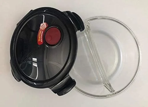 ظروف شیشه ای گرد نگهداری مواد غذایی لاک اند لاک - همراه با درب و محفظه داخلی مناسب فر، مایکروویو و فریزر - 900 میلی لیتر