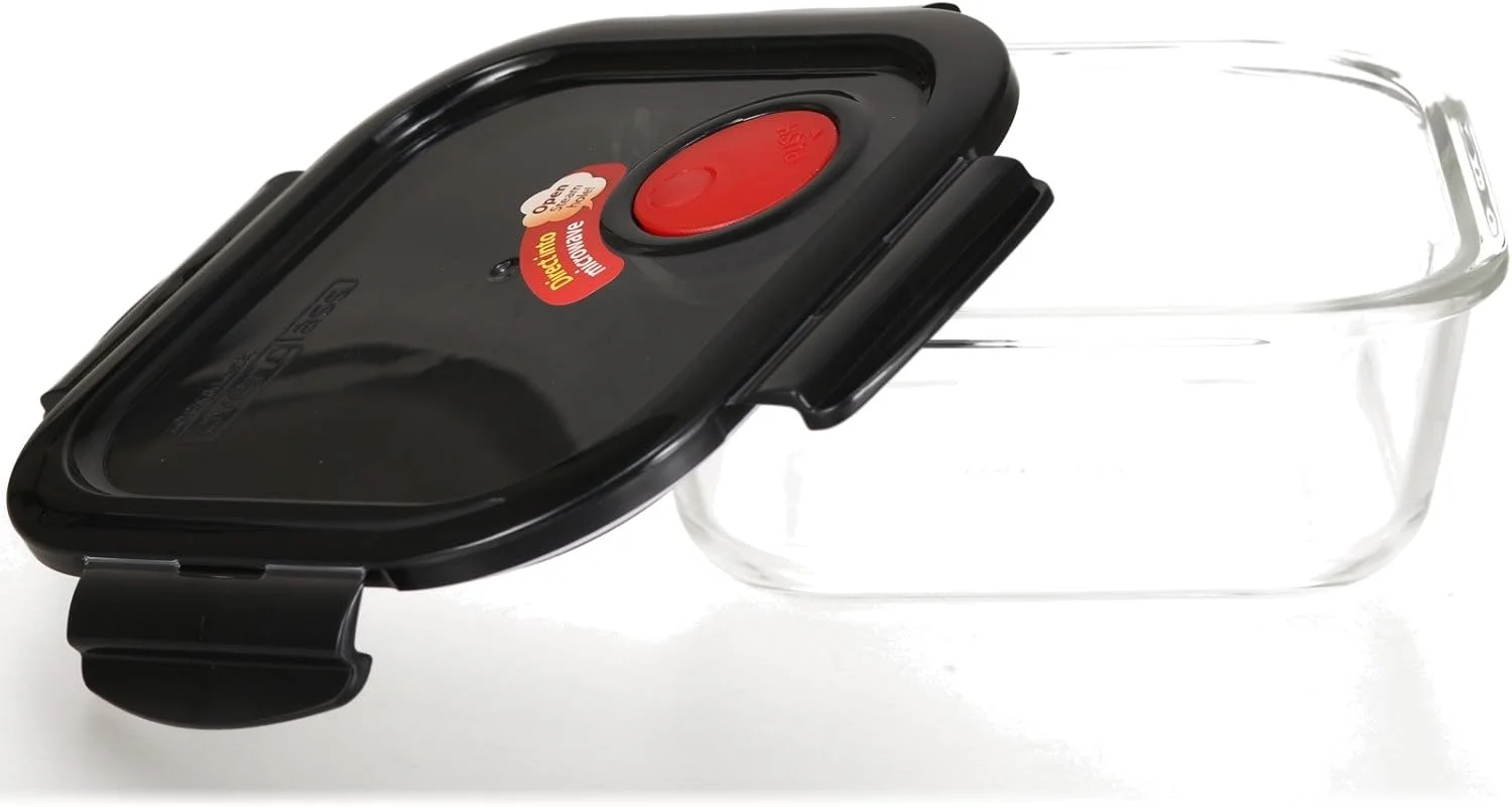 ظرف غذای شیشه ای لاک اند لاک مناسب برای مایکروویو و فر - شیشه بوروسیلیکات مقاوم در برابر حرارت با درب قفل دار محکم - آماده سازی غذا، بیرون بر و نگهداری، 750 میلی لیتر