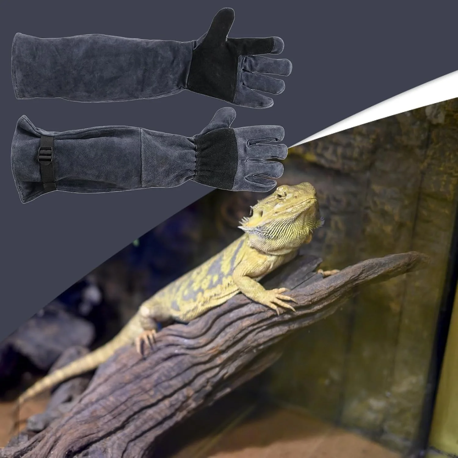 دستکش ضد گاز سگ، 60 سانتی متری ضد خراش | تجهیزات محافظ برای گرفتن مار، آرایش سگ، جابجایی خزنده، پرنده، گربه