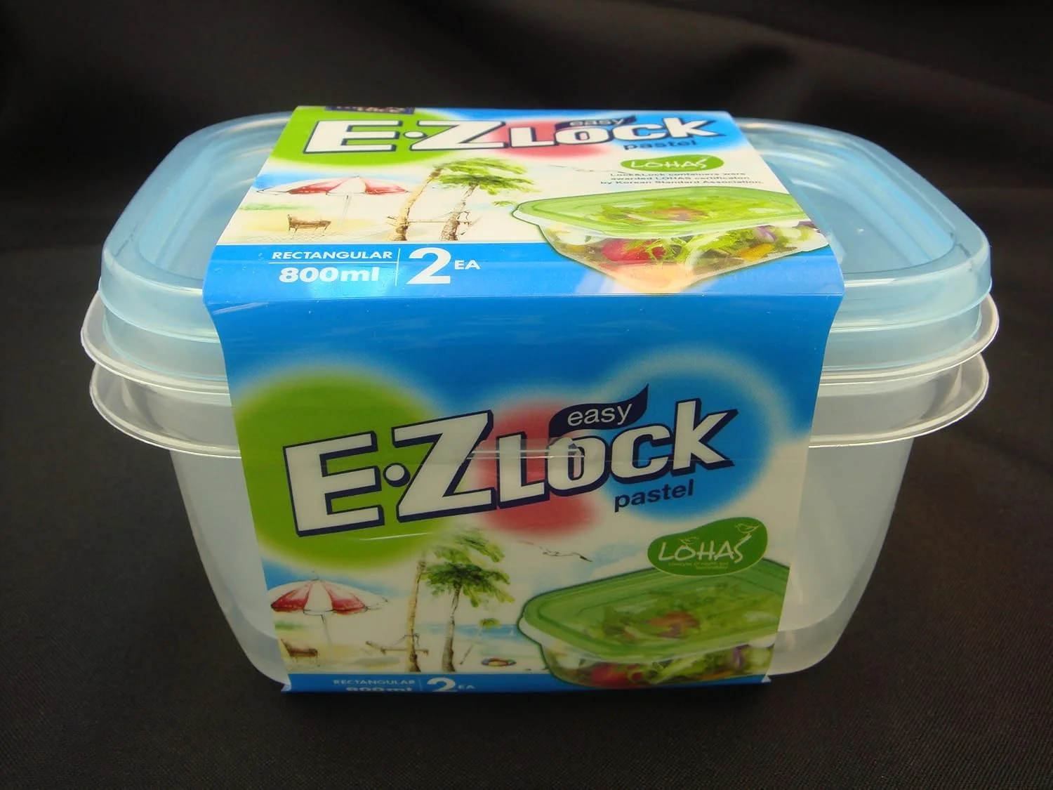 ظرف مستطیلی پاستیلی لاک اند لاک مدل Ez Lock، ست 2 عددی - آبی Hle6320W