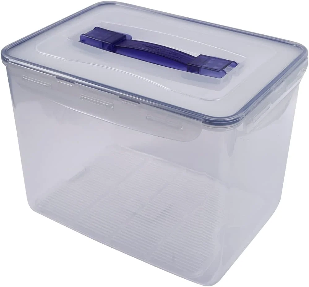 ظرف نگهداری مواد غذایی لاک اند لاک مدل HPL889 - مناسب برای ماشین ظرفشویی و مایکروویو - فاقد BPA - %100 ضد هوا و آب - شفاف/آبی - 12 لیتر