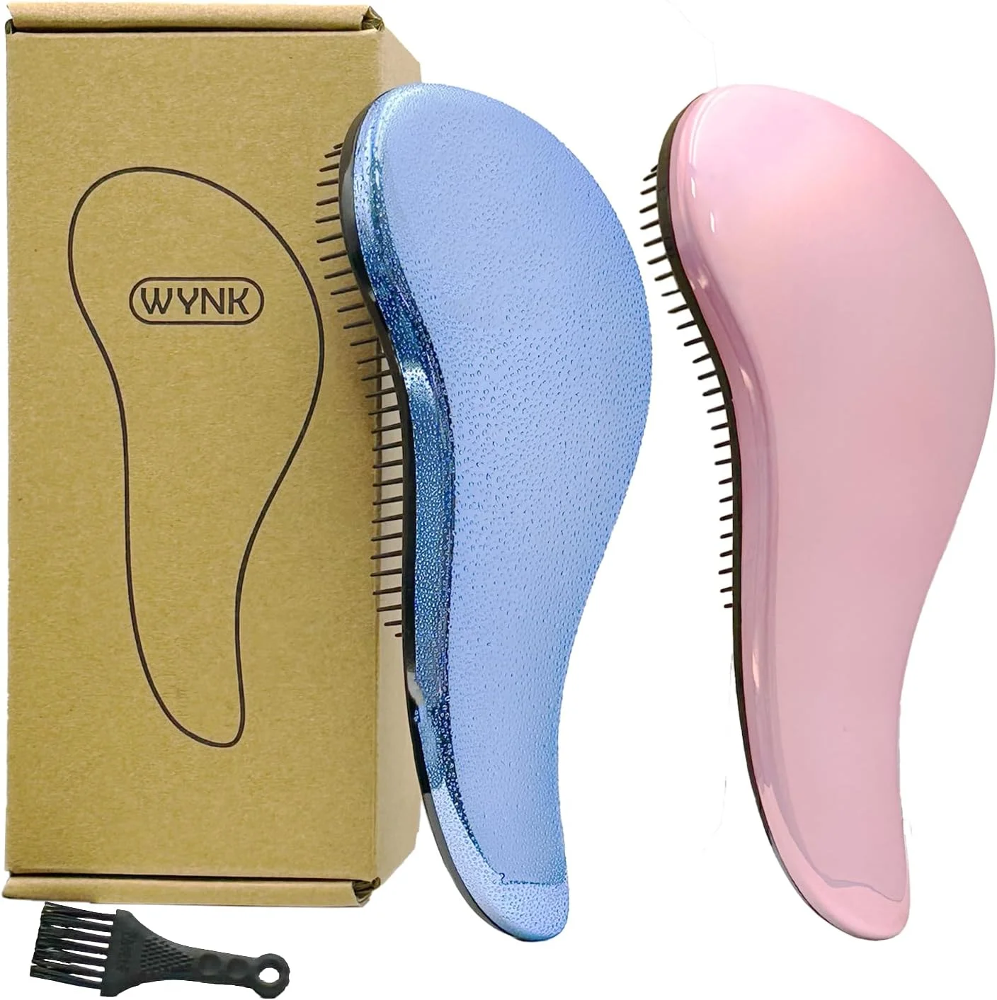 برس موی باز کننده گره WYNK برای بزرگسالان و کودکان، شانه باز کننده گره ابزار و لوازم حالت دهنده مو برای موهای طبیعی/موج دار/فرفری/پیچ خورده/مرطوب/خشک/چرب/ضخیم/صاف/بلند (2 عدد قطره آبی و پوسته گرادیانی)