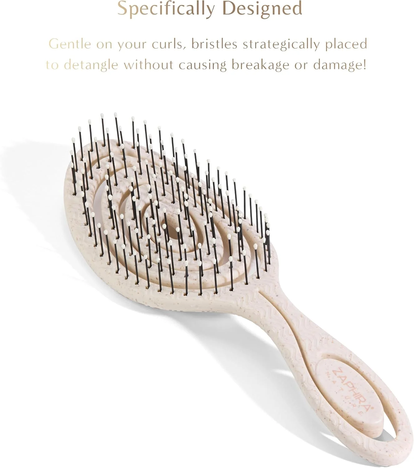 برس باز کننده گره مو زافیرا نیچر برای موهای فر و موج دار - دندانه های انعطاف پذیر برای باز کردن گره بدون درد - کاهش شکستگی و وز شدن مو - ایده آل برای موهای خیس و خشک - سبک وزن، ارگونومیک و دارای دستگیره ضد لغزش