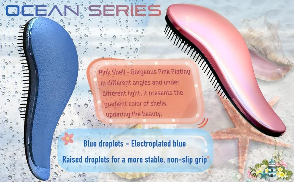 برس موی باز کننده گره WYNK برای بزرگسالان و کودکان، شانه باز کننده گره ابزار و لوازم حالت دهنده مو برای موهای طبیعی/موج دار/فرفری/پیچ خورده/مرطوب/خشک/چرب/ضخیم/صاف/بلند (2 عدد قطره آبی و پوسته گرادیانی)