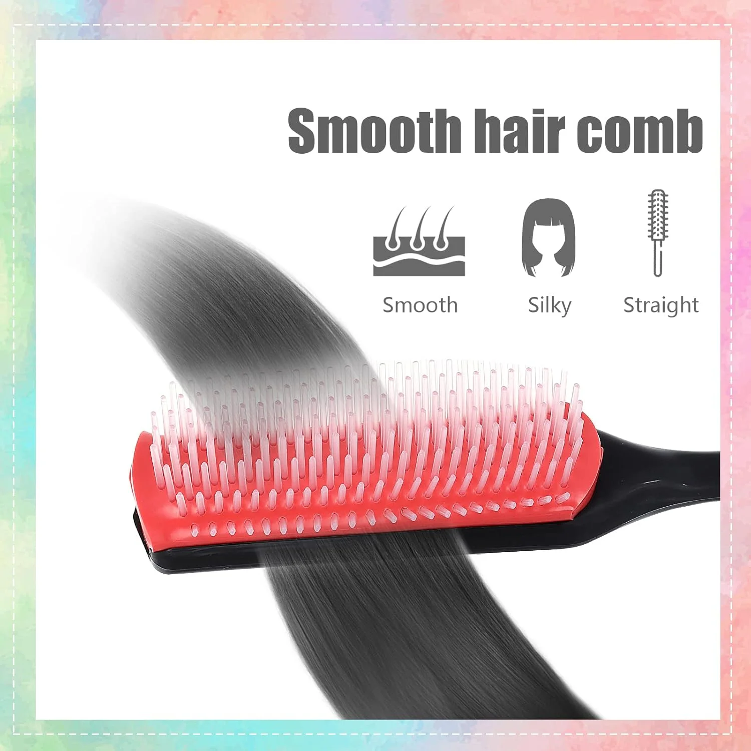 برس مو WLLHYF، برس حالت دهنده حرفه ای 9 ردیفه، برس مو برای موهای فر، بالشتک D3، موهای نایلونی برای جدا کردن، شکل دادن، مشخص کردن فرها، خشک کردن با سشوار، حالت دادن و باز کردن گره