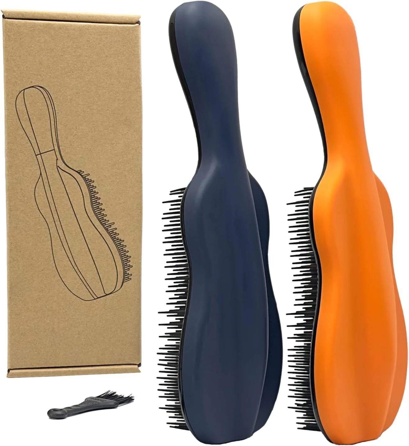 برس موی باز کننده گره WYNK برای بزرگسالان و کودکان، شانه باز کننده گره مو، ابزار و لوازم حالت دهنده مو برای موهای طبیعی/موج دار/فرفری/پیچ خورده/مرطوب/خشک/چرب/ضخیم/صاف/بلند (2 عدد، آبی تیره + نارنجی)