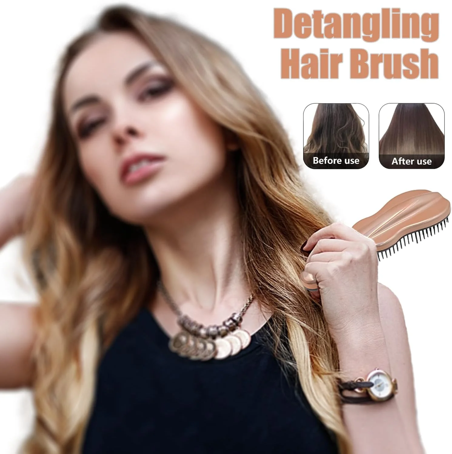 برس موی باز کننده گره WYNK برای بزرگسالان و کودکان، شانه باز کننده گره مو، ابزار و لوازم حالت دهنده مو برای موهای طبیعی/موج دار/فرفری/پیچ خورده/مرطوب/خشک/چرب/ضخیم/صاف/بلند (2 عدد، آبی تیره + نارنجی)