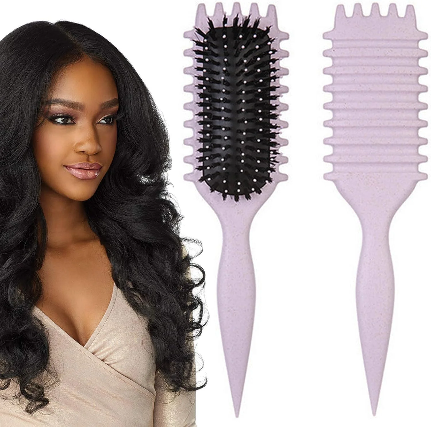 برس موی فر Wbeng، برس حالت دهنده فر 2024، برس حالت دهنده فر، برای شانه کردن و حالت دادن به موی مردانه و زنانه (بنفش)