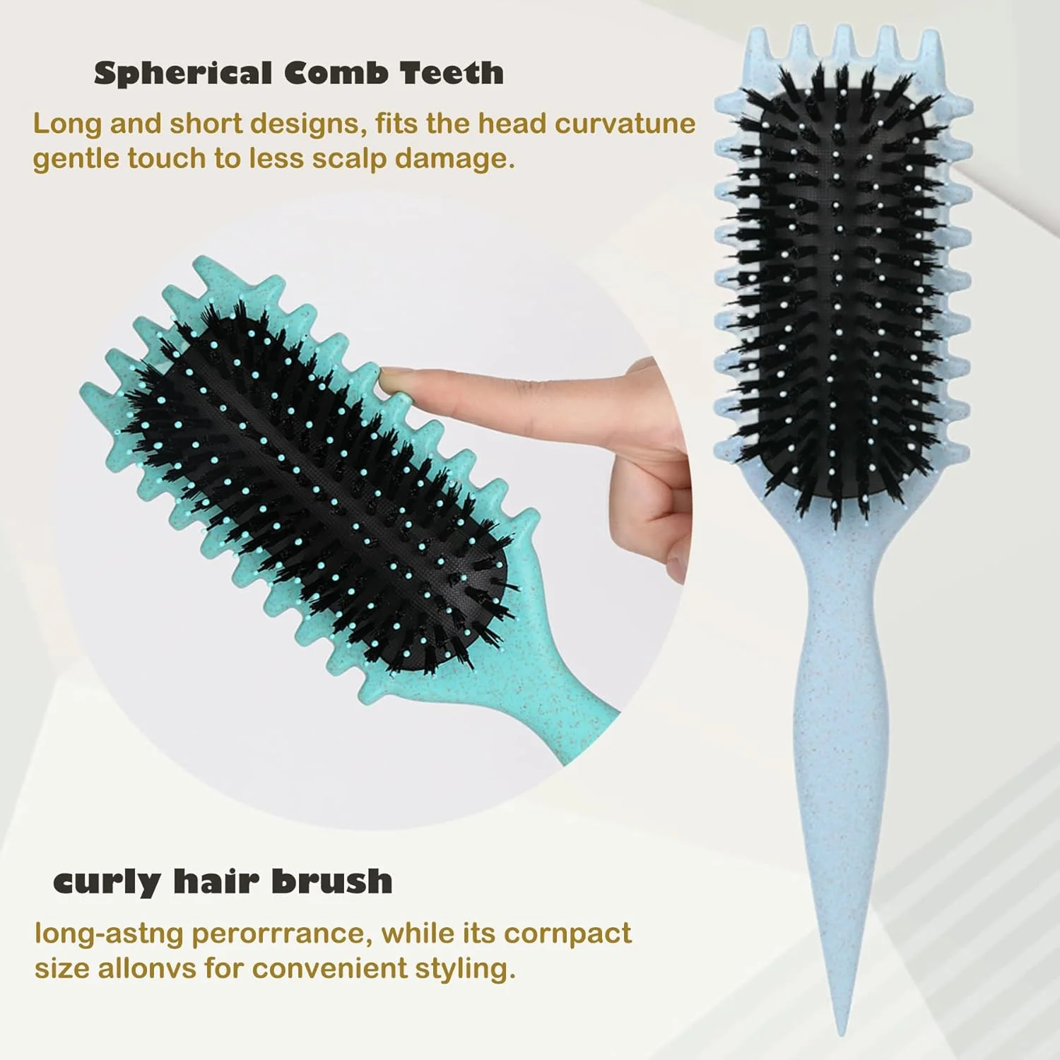 برس موی فر Wbeng، برس حالت دهنده فر 2024، برس حالت دهنده فر، برای شانه کردن و حالت دادن به موی مردانه و زنانه (بنفش)