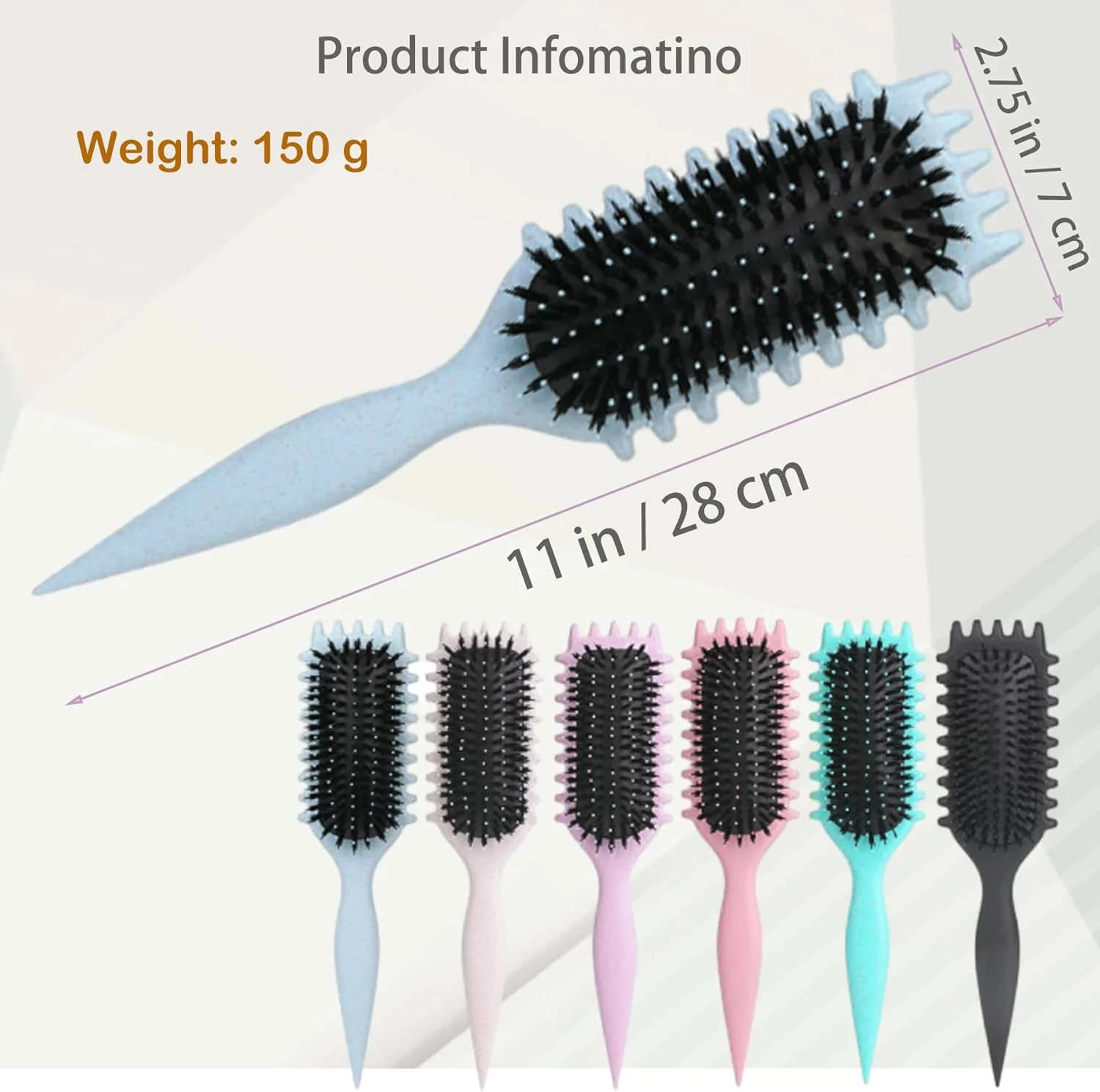 برس موی فر Wbeng، برس حالت دهنده فر 2024، برس حالت دهنده فر، برای شانه کردن و حالت دادن به موی مردانه و زنانه (بنفش)