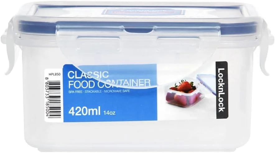 ظرف غذای مربع کوتاه لاک اند لاک، شفاف، ظرفیت 420 میلی لیتر، مدل HPL850