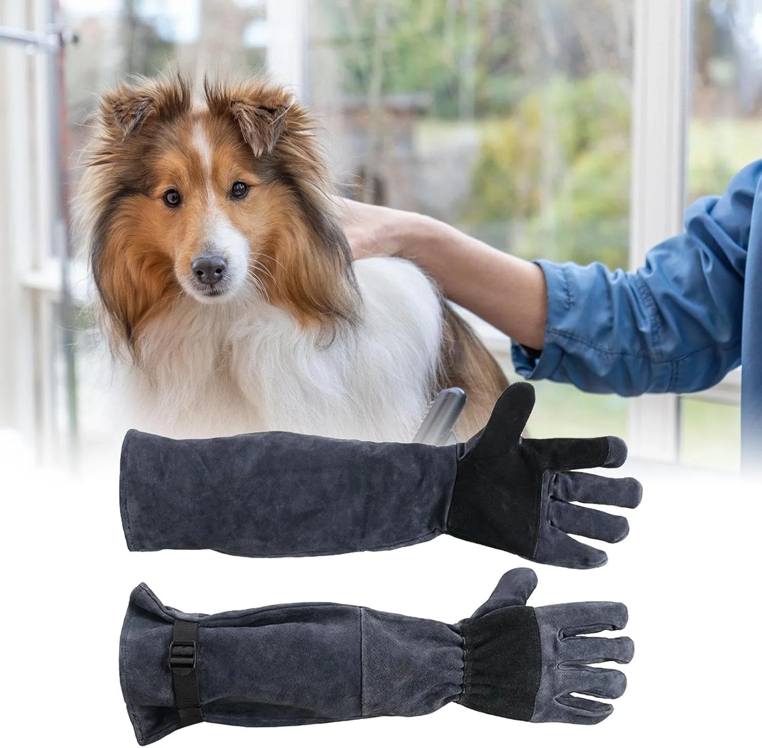 دستکش نگهداری گربه | دستکش چند منظوره ضد گازگرفتگی 60 سانتی متری، تجهیزات محافظتی برای گرفتن دام، آرایش سگ پرنده، نگهداری خزنده و گربه