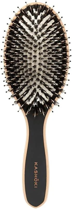 برس موی چوبی بیضی شکل باز کننده گره مو TB TOOLS FOR BEAUTY T4B Kashōki Touch Of Nature، مناسب آرایشگران حرفه ای، انواع مو و طول مو، درخشش و صافی مو